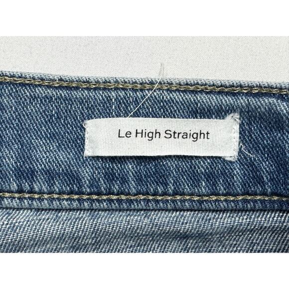 FRAME Women's Le High Straight Leg Raw Hem Blue Denim Jeans - Size 25 (26x26) - Picture 4 of 5